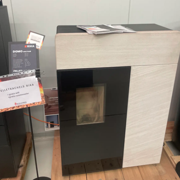 Pelletkachel Rika Domo witte natuursteen 10kw AU