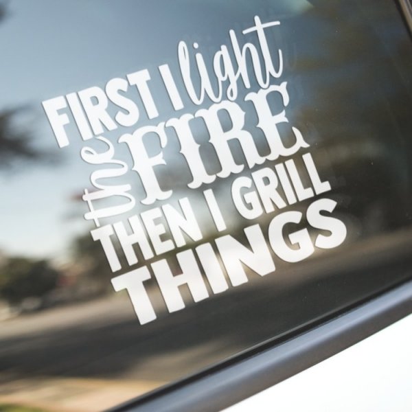 First I light the fire sticker